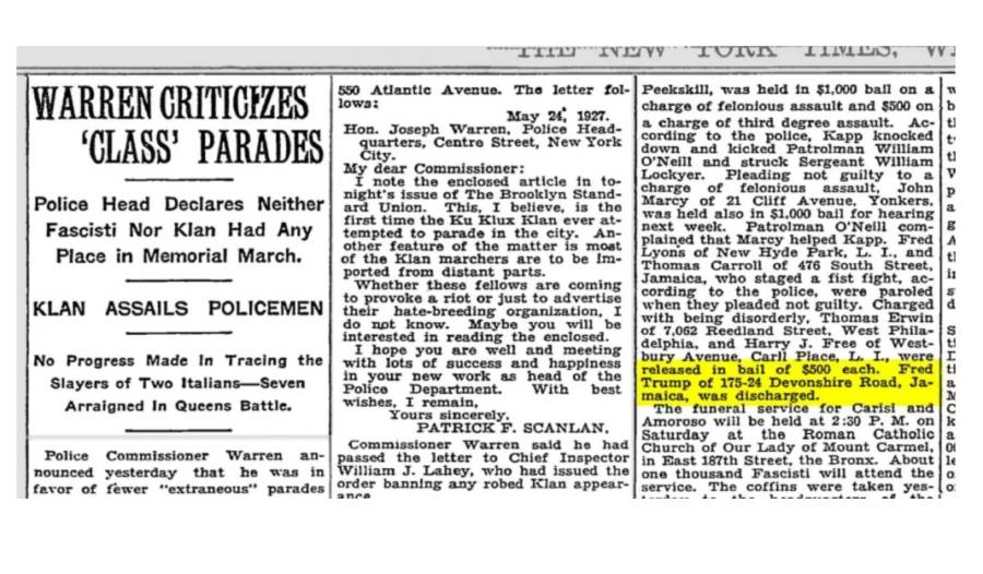 Donald Trumps Father Was Arrested At A Kkk Rally In 1927 0938