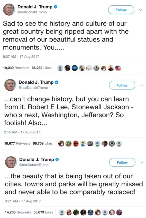 Trump Statues Tweets
