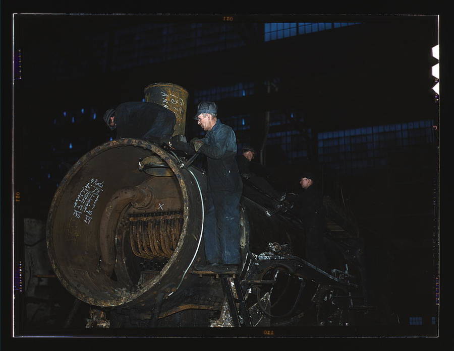 Working On Locomotive Boiler