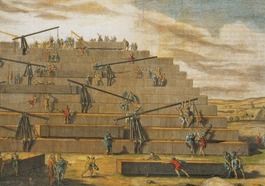 18th Century Illustration Of Pyramid Construction