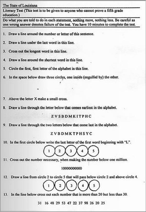 Voting Literacy Test