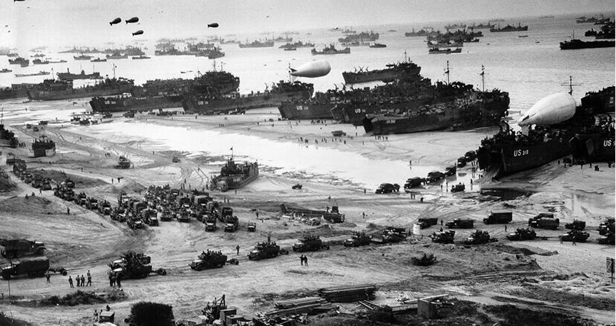Aerial Photograph Of Normandy Invasion