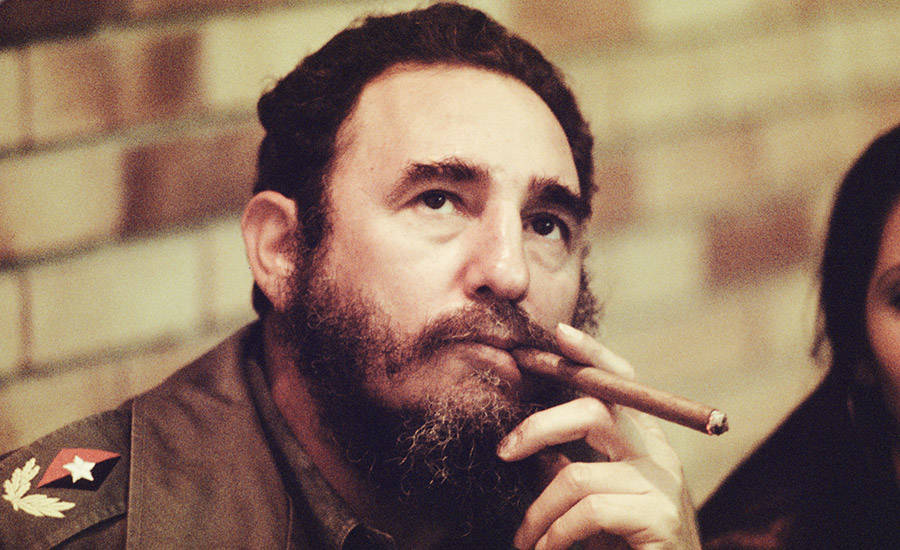 Fidel Castro Smoking A Cigar