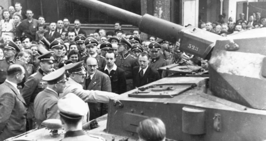 Hitler Inspects A Tank