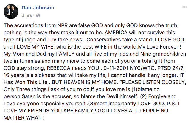 Dan Johnson suicide note