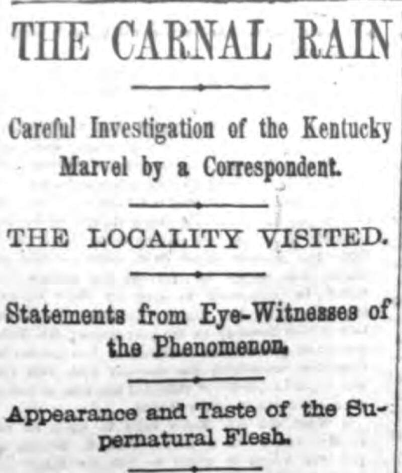 Kentucky Meat Shower Newspaper Headline