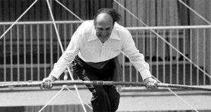 Karl Wallenda on a tightrope