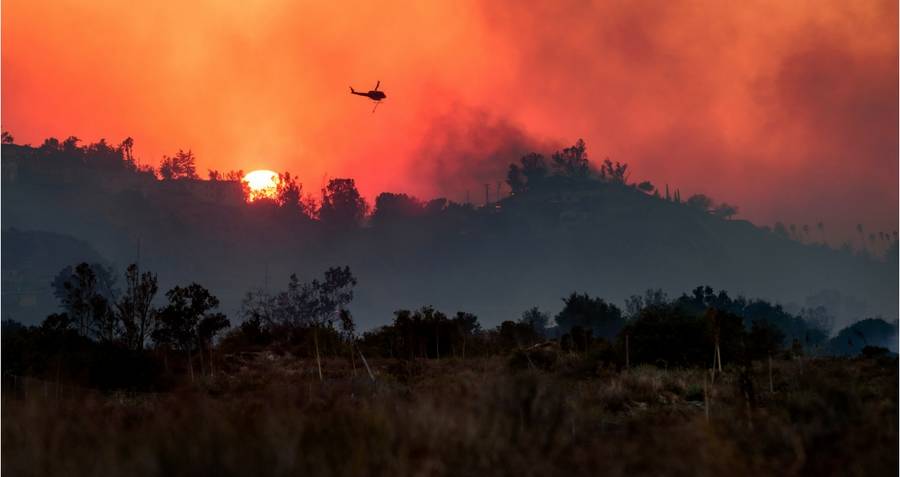 Helicopter Amid Fire