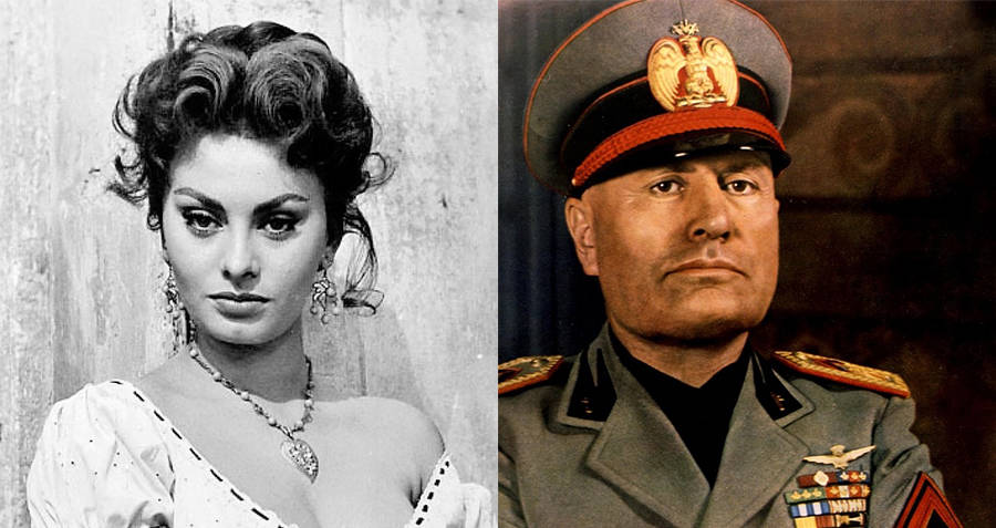Sophia Loren and Benito Mussolini