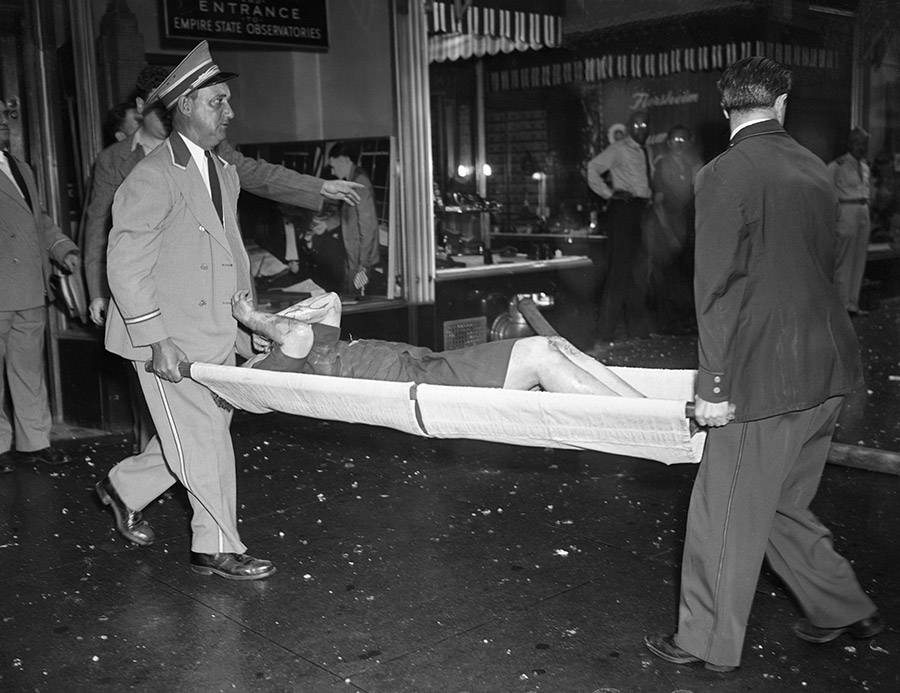 A woman stretched out after the Empire State Building plane crash