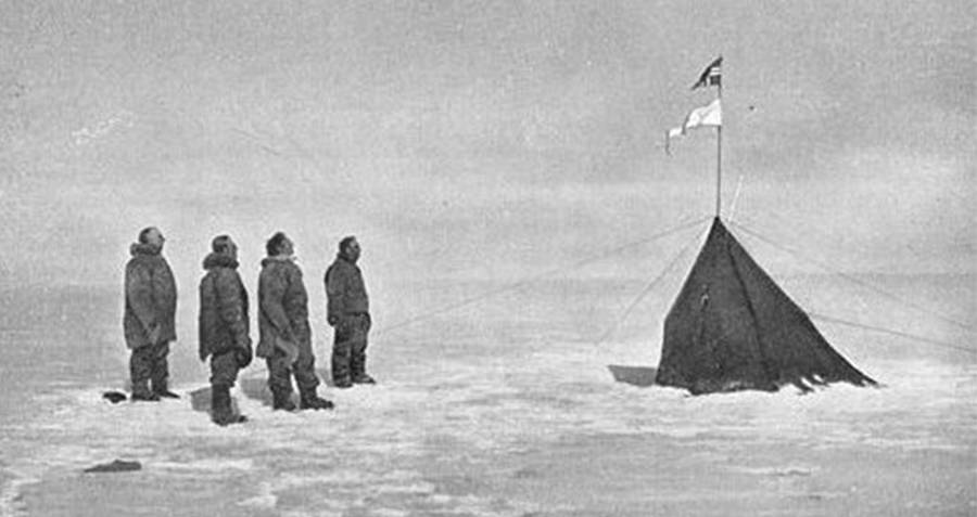 Roald Amundsen And His Crew At Their Camp