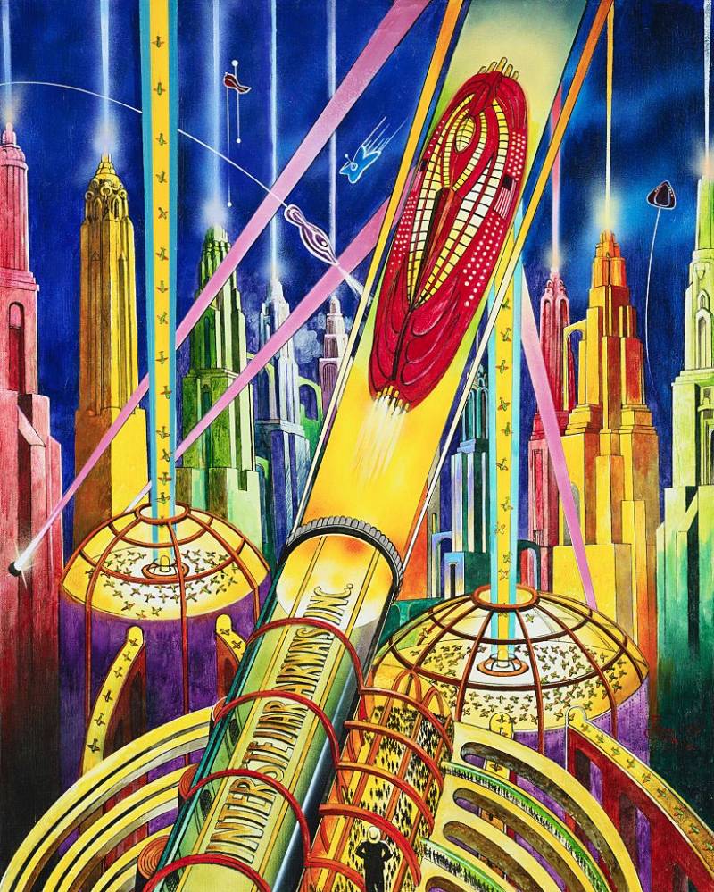 Retrofuturism Transportation Painting