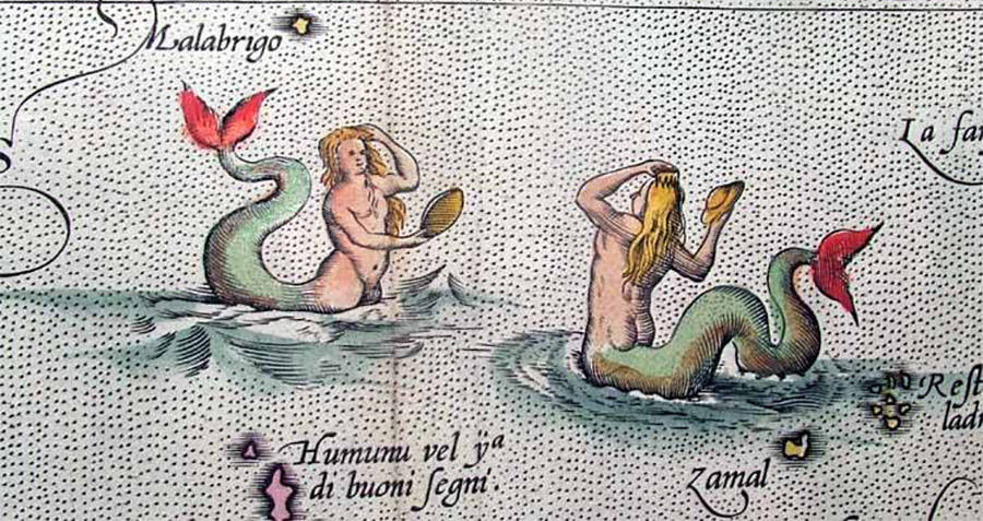 Mermaids On An Old Map