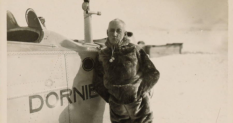 Roald Amundsen And His Airplane