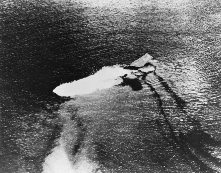 USS Saratoga Sinks At Bikini Atoll