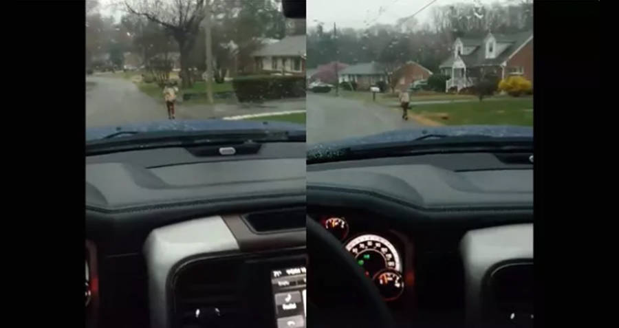 Boy Running To School
