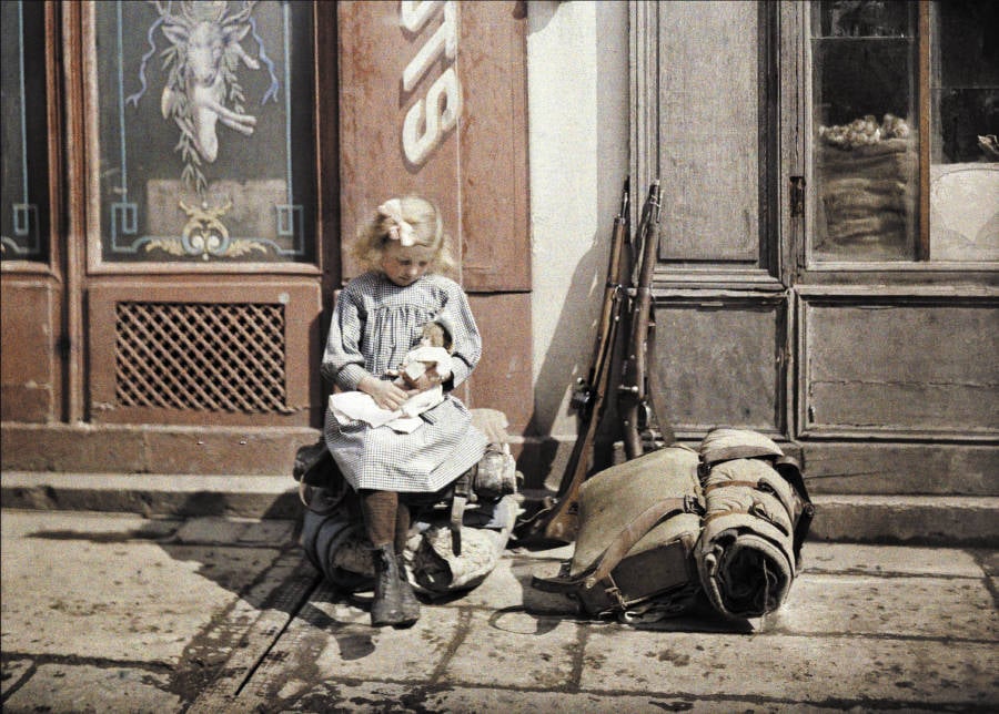 Autochrome Of Girl With Doll