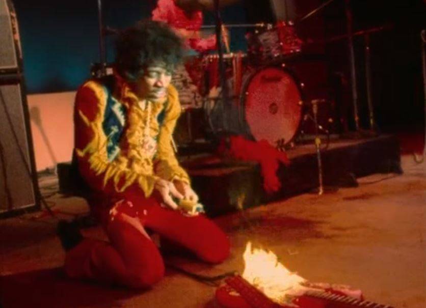 Hendrix Burns Guitar At Monterey