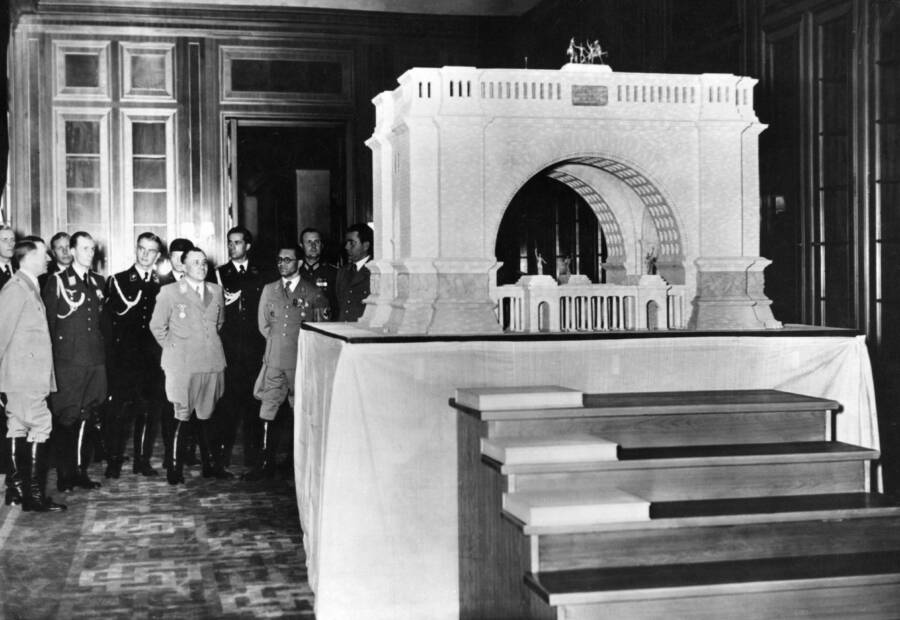 Adolf Hitler Views The Triumphal Arch Model
