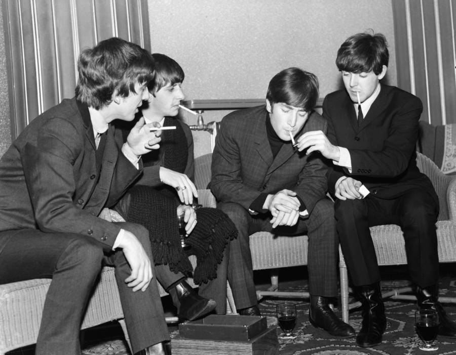 Beatles Smoking Backstage