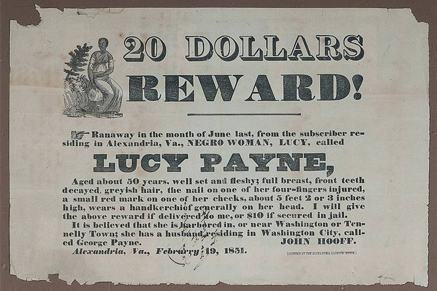 Runaway Slave Reward Poster