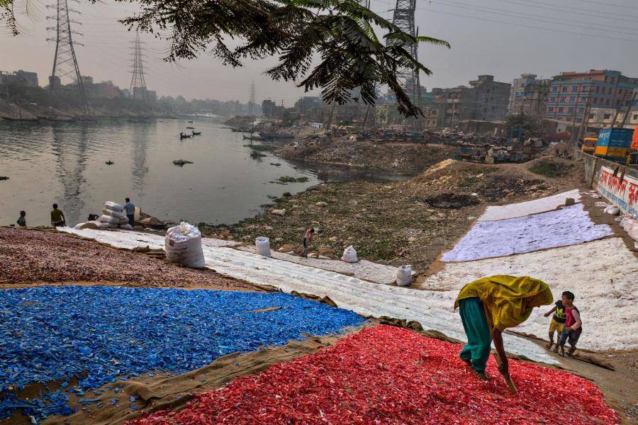 Colored Chips Of Plastic In Buriganga