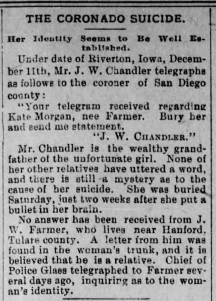 Coronado Suicide Newspaper Clipping
