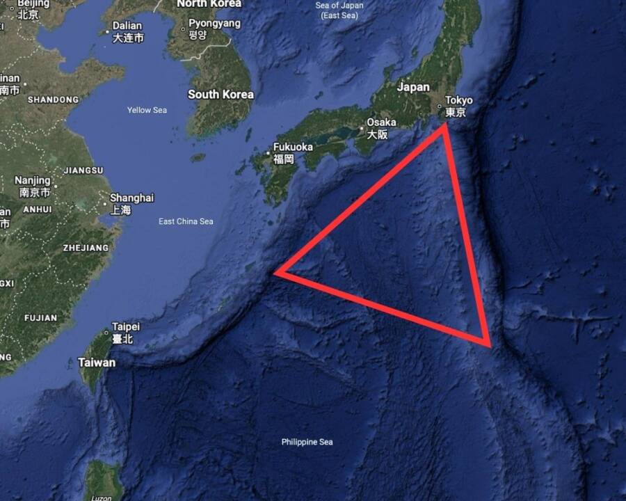 Map Of Dragon's Triangle Or Devil's Sea
