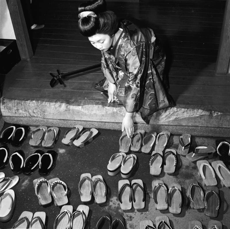 Footwear Outside Of A Teahouse