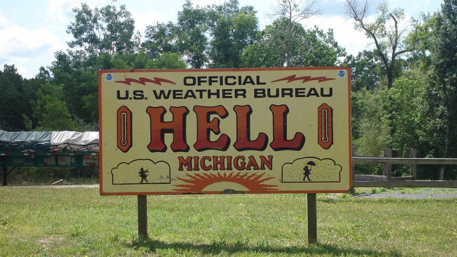 Hell, Michigan Sign