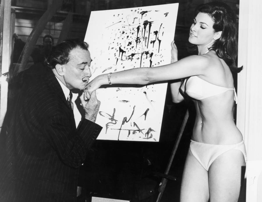 Salvador Dali With Raquel Welch