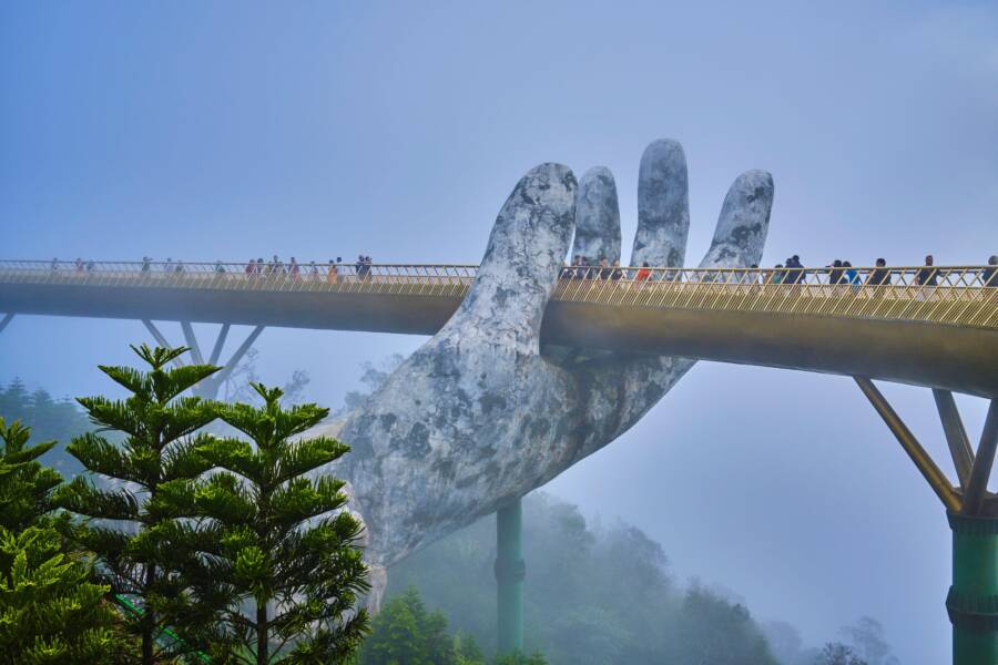 Golden Bridge In The Fog