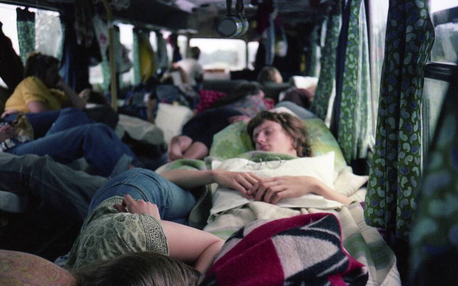 Hippies Sleeping In A Bus