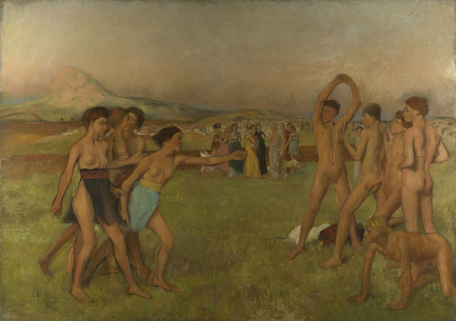 Jóvenes espartanos haciendo ejercicio