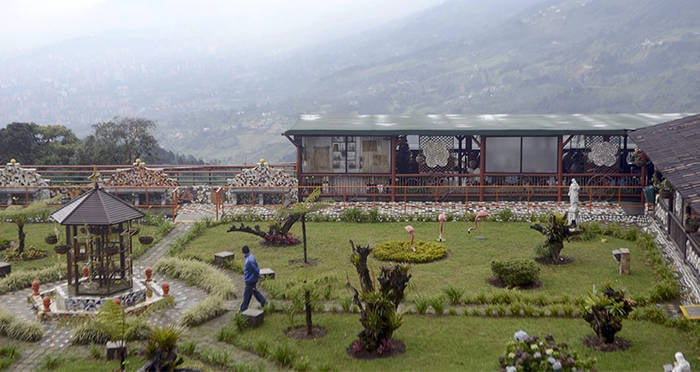 view of the garden of the luxurious construction of pablo escobar in the mountains