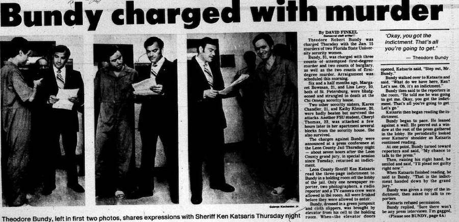 Ted Bundy Murder Charge Newspaper Headline