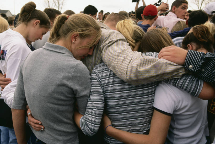 Mourning Students At Columbine