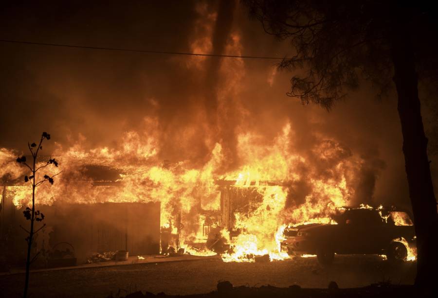 Fire Tornado Over Burning House