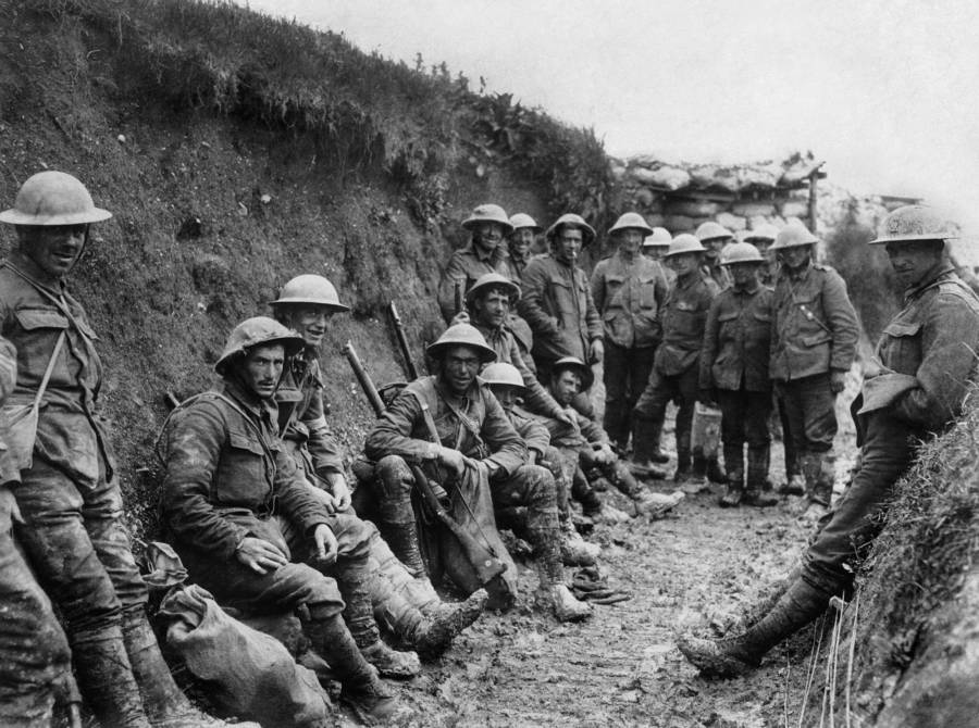 WWI Soldiers Rest In Trenches