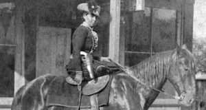 Belle Starr On Horse With Pistol Featured