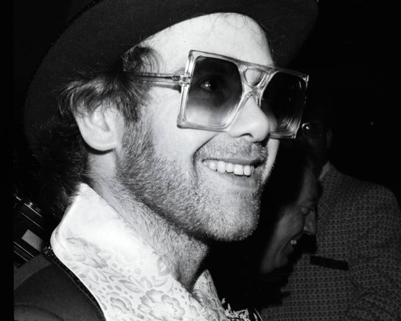 Elton John In Square Glasses Smiling