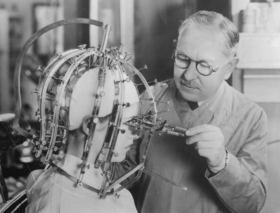 Woman Wears A Head Measuring Device