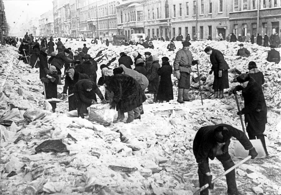 Citizens Dig Through Rubble And Snow Leningrad