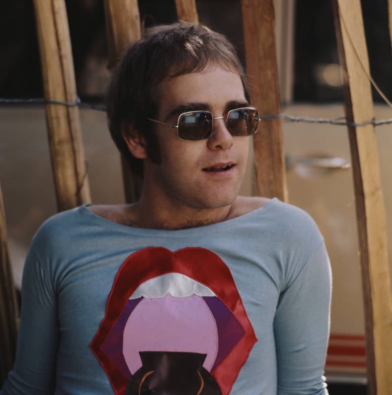 Elton John Pictured Leaning Back