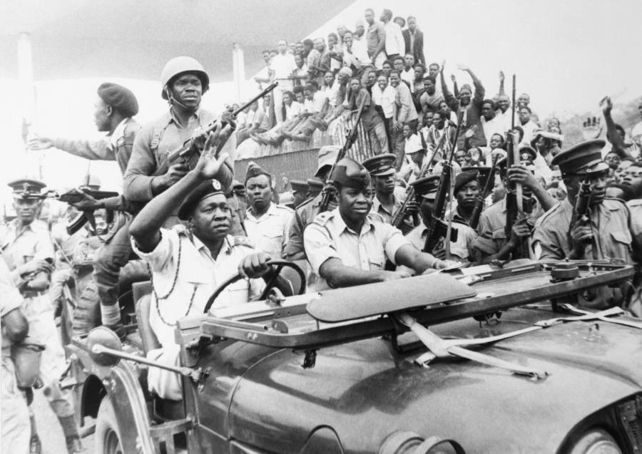 Idi Amin Drives Military Jeep