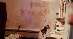 Political Piggy In Hinmans Blood On Wall