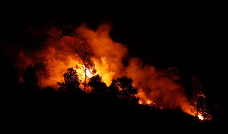 Tarragona Spain Wildfire At Night