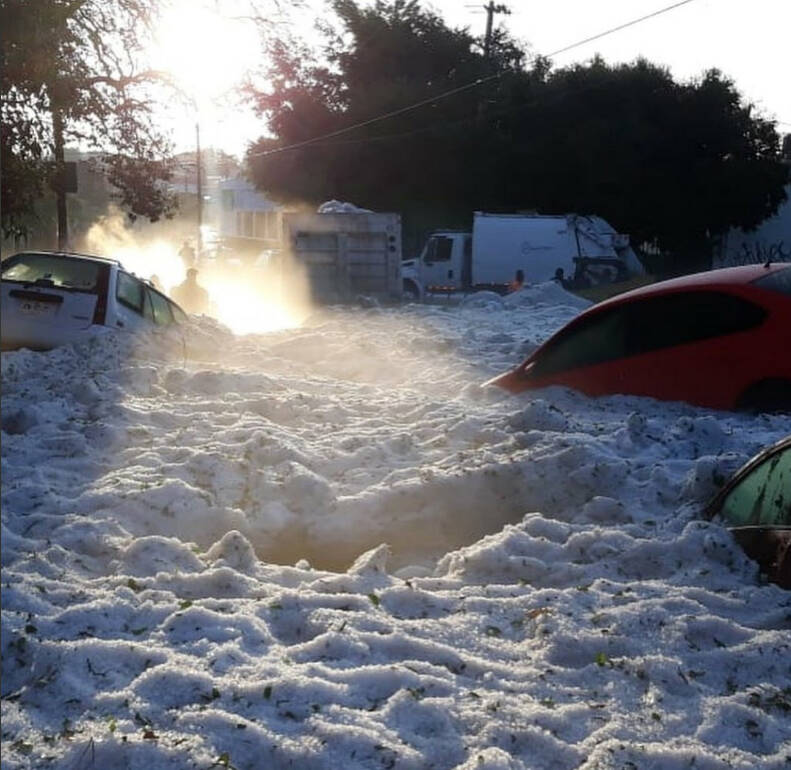 Cars In Ice Hail