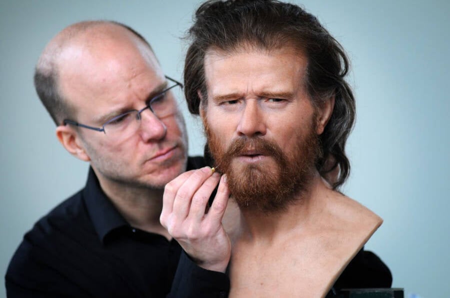 Reconstructed Male Bust Painted By Artist