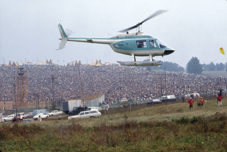 Helicopter Descends On Woodstock